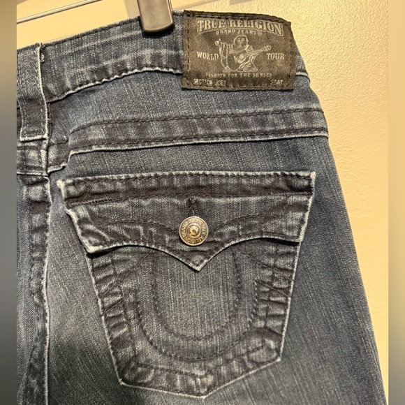 True Religion Dark Blue Flare Jeans Size 27 Y2K Retro Vintage Classic Pockets - Picture 14 of 16